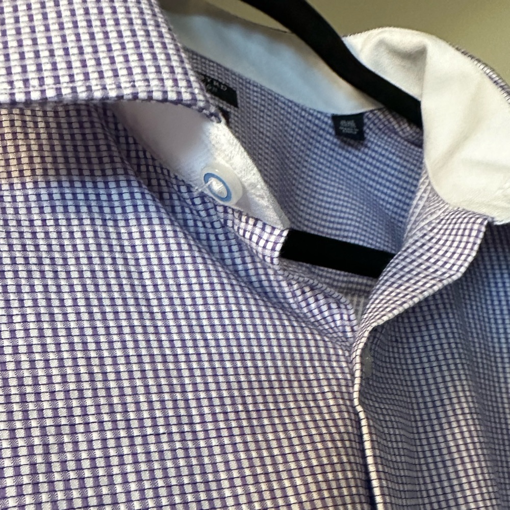 Tailorbyrd Lavender Check Dress Shirt 18.5/34-35